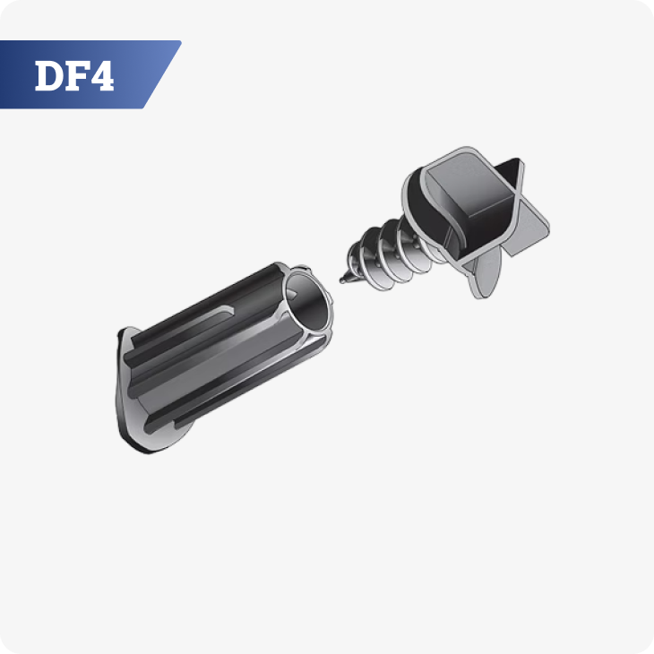 DF4 DoorFast Lightning Bolt 2-Piece Closure – lightning bolt style two-piece bolt securing doors from manufacturing through installation