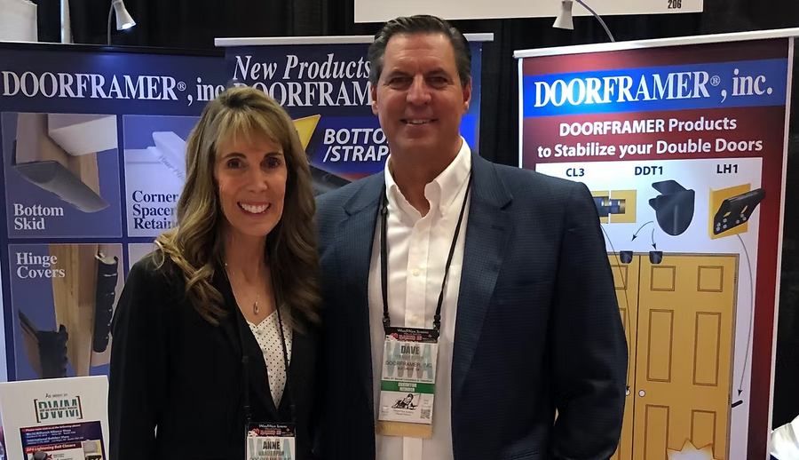 Anne and Dave Vanderpan, VP of Marketing and CEO of DOORFRAMER, INC. respectively, at a trade show. 
